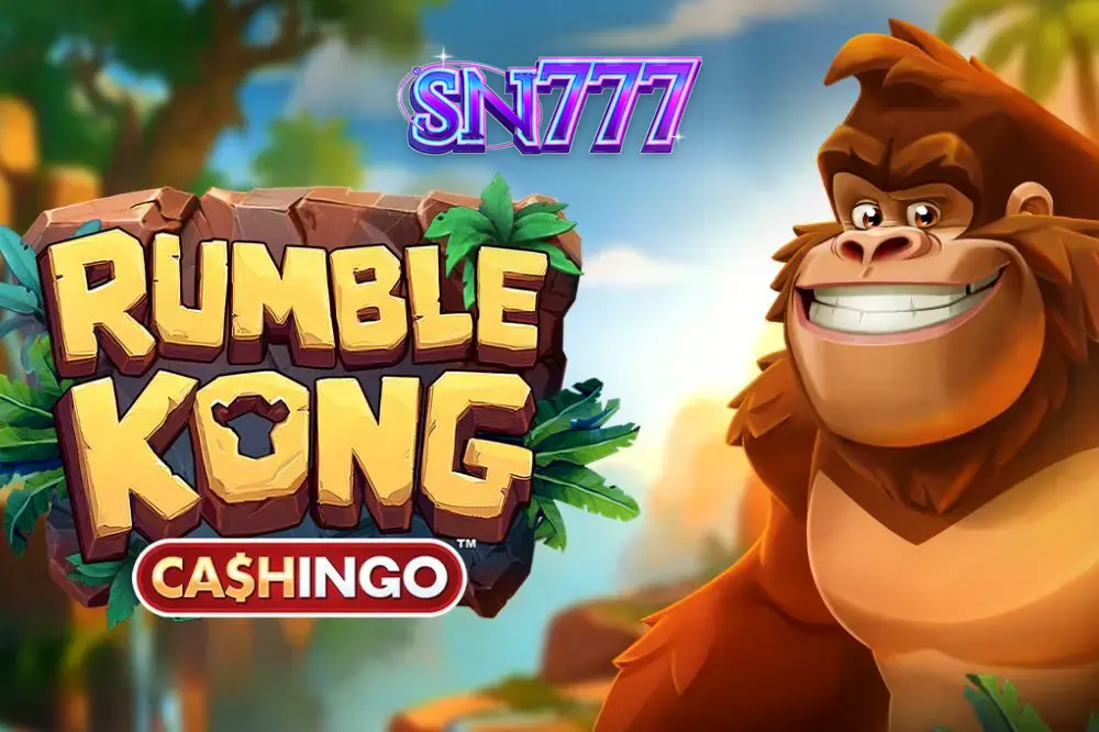 Tampilan visual slot Rumble Kong CASHINGO dengan tema hutan yang cerah